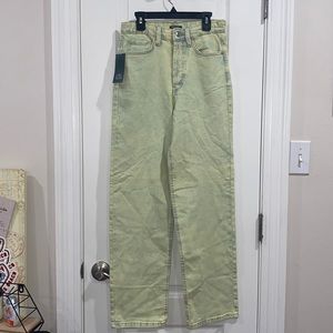High rise lime green jeans